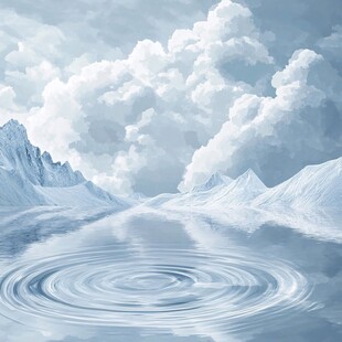 冰雪山川间的静谧水面