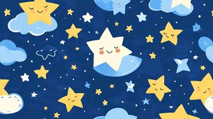 梦幻星空云朵童趣图案