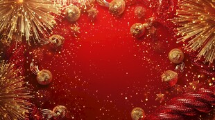 红色圣诞装饰背景图
