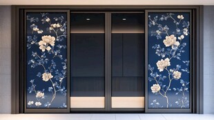 中式花卉图案电梯门设计