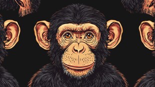 黑底上的可爱猩猩头像图案
