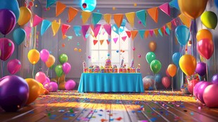 多彩派对场景布置效果图