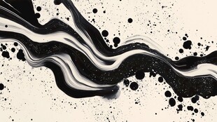 黑白墨韵抽象流动艺术图