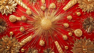 红底金色华丽节日装饰