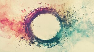 彩色水墨圆环抽象背景图
