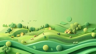 绿色田园风光3D插画