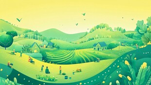 田园风光中的农忙景象