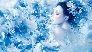 梦幻蓝调花中佳人