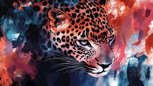 豹之幻彩水墨肖像