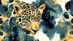 豹纹艺术插画中的猎豹形象