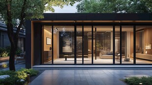 现代简约风格的玻璃庭院房