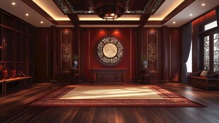 中式豪华大厅室内场景