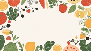 蔬果环绕的清新空白背景图