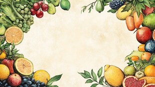 水彩绘多彩水果边框