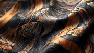 绚丽花纹丝绸面料特写