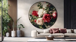 圆形花卉挂画装饰现代客厅