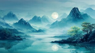 月夜山水图