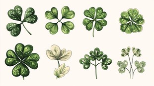 手绘三叶草图案集合