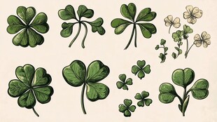 手绘三叶草图案集合