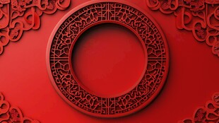 中式红底镂空圆环装饰