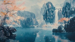 水墨山水间的诗意秋景