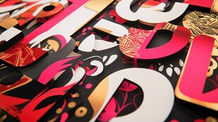 多彩立体字母艺术装饰