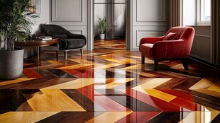 多彩拼花地板的时尚客厅