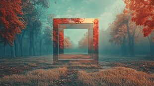 秋日幻景中的神秘方形通道