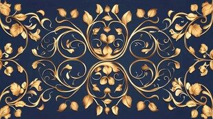 深蓝色底金色奢华花纹图案