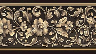 金色花卉浮雕装饰图案