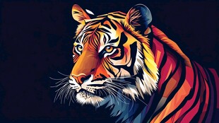 彩色老虎头像插画