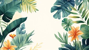 热带植物花卉清新背景图