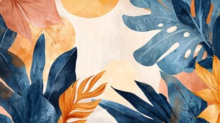 热带植物水彩风背景图