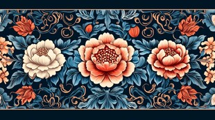 中式牡丹花卉传统图案