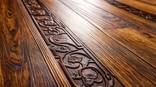 精美雕花实木地板特写