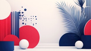 几何植物搭配的简约场景