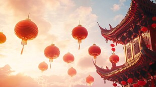 古建飘红灯 尽显中式浪漫