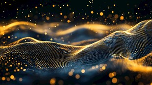 金色粒子波动科技背景图