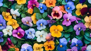 多彩三色堇绽放美丽画面