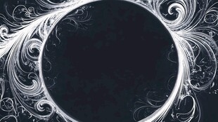 黑色背景白色花纹圆形框