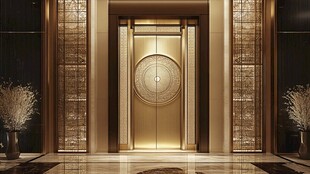 奢华金色电梯厅精致设计