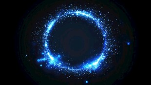 蓝色粒子环绕发光圆环