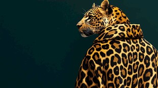 豹纹着装的豹子背影