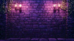 紫色砖墙壁灯营造梦幻氛围