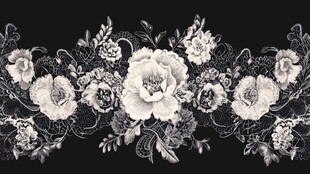 黑白花卉蕾丝花边图案