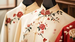 精美刺绣中式传统旗袍展示