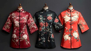 三款精美刺绣中式上衣