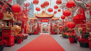 喜庆中式新春装饰场景