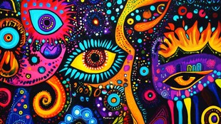 绚丽奇幻的神秘眼睛图案