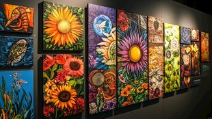 多彩花卉艺术画作展示